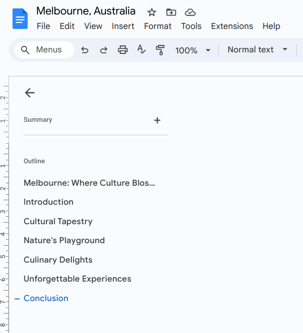 Google Docs™ Outline