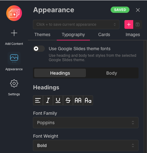Appearance Settings